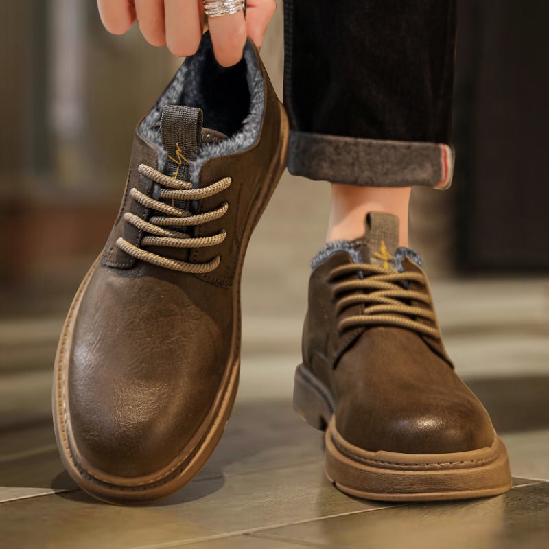 Northeast Snow Boots Men'S Winter Fleece-Lined Leather Shoes Warm Shoes Men'S Shoes Men'S Cotton Shoes Martins Low-Top Boots - Image 2